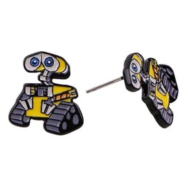 Wall E Robot Cartoon Character Metal Enamel Stud Earrings
