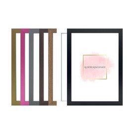 Alison Kingsgate Elegant Sleek Black 6x4 Inch Frame Size (15.24x10.16cm) Flat Classic Black 6x4 Picture Frame with Safe Perspex Front & Wall Hanging Hooks - British Handmade Décor Frames