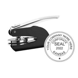 Kansas Corporate Seal, Pocket/Hand Model, 1-5/8" Impression, Black