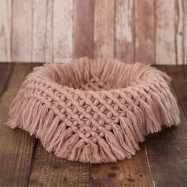 Zeroest Newborn Photography Baby Posing Layer Props Basket Filler Stuffer Mini Blanket Photoshoot HandKint Photo Wool Wrap (Dusty Pink)