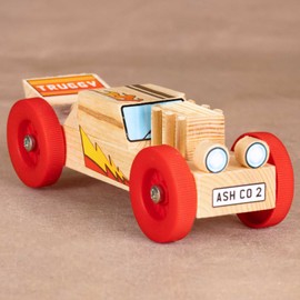 Ash & Co Motor Makes Build a Wooden Car | Woodwork Kit for Kids | Fun Craft kit for Boys and Girls Age 6+ (Truggy/Red)