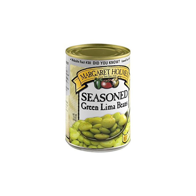 Margaret Holmes, Medium Seasoned Green Lima Beans, 15oz Can (Pack