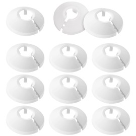 12PCS Radiator Pipe Covers, 15mm Radiator Pipe Collars White, No Glue Needed Easy Fit, Plastic White Radiator Pipe Covers Caps Durable PP Pipe Covers for Diameter Pipe Decoration