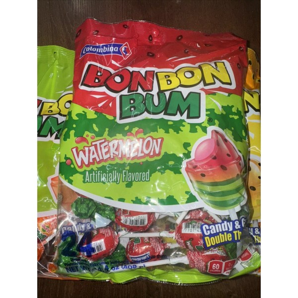 Colombina Bon Bon Bum Watermelon Candy 14.4oz (408g) 24 Pcs