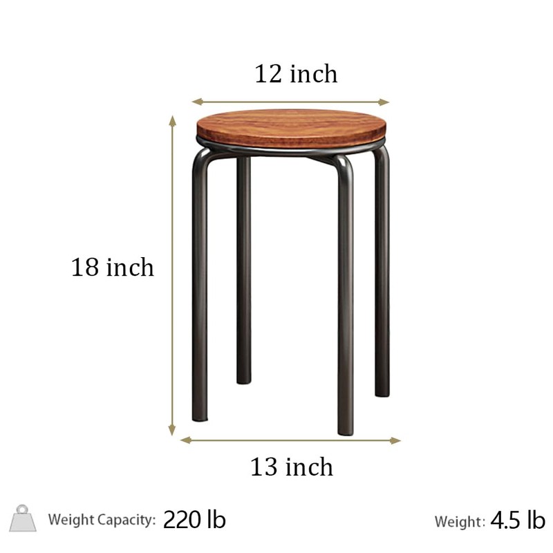 Rukulin Stacking Stools Set of 4, 18" H Backless Round