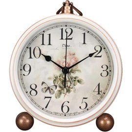 Plmmperation Classic Vintage Clock - Elegant and Decorative Analog Silent Non-Ticking Table Clock，Battery Operated & Quartz Movement (Rose)