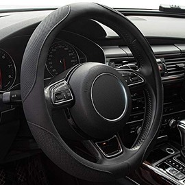 Funda para volante de coche, 37-38 cm Universal de microfibra de cuero transpirable antideslizante sin olor Accesorios para volante para hombres y mujeres (negro)
