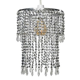 MiniSun Elegant Modern Sparkling Chrome Acrylic Crystal Jewel Bead Effect Ceiling Pendant Light Shade