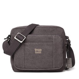 TRP0235 Troop London Classic Canvas Across Body Bag - Charcoal