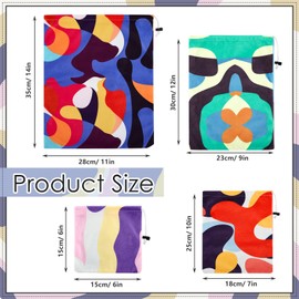 Amylove 4 Pcs Adult Game Toy Storage Bags Drawstring Gift Pouches Reusable Organizer for Adult Toy Bags Foldable Ditty Pouches, 4 Sized for Home Travel(Stylish Color,Stylish)