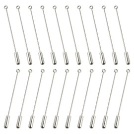 Honbay 20PCS Jewelry Making Safety Pins, Metal Stick Pins, Blank Brooch Bases, Lapel Sticks, Scarf Badge, Suit Tie Hat Pins, Hijab Pins with Safety Caps (Silver)