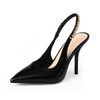 iiimmu Black High Heels, Pointed Toe 4 in, Slingback Pumps