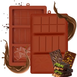 2 PCS Chocolate Bar Mold Silicone Dubai Chocolate Mold 1.4 Inch Deep Silicone Molds Large Candy Bar Mould for Filling Pistachio, Candy, Snacks