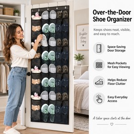 Over-the-Door Shoe Organizer for Space-Saving Storage – Foldable Mesh Pockets for Closets & Entryways