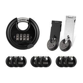 WULALACK 70mm Weatherproof Combination Lock ，Disc Padlock Combination with 4 Digit,Outdoor Pad Lock for Garage, Outdoor Fence, Shed, Storage Unit, Trailer,12 Pack