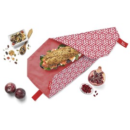 Roll'eat ® Reusable Sandwich Bag | Sandwich Container | Eco Friendly Food Bag | Reusable and Washable Sandwich Wrap | Red Color - Boc'n'Roll Tiles