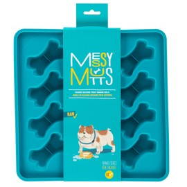 Messy Mutts Framed Silicone Treat and Topper Making Molds | 10" x 10" Tray | 12 Bone Shaped Cavities | Dishwasher, Freezer Safe | Perfect for DIY Dog Treats (Blue)