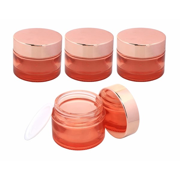 Pink Glass Jar 4 Pack Cosmetic Jar Empty Makeup Cream