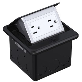 WEBANG Pop Up Floor Outlet Box with 15 Amp Tamper-Resistant Receptacle Outlet, Corrosive Resistant Hardware, ETL Listed, Black