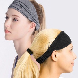 Wide Men's Sports Headband Turban for Exercise and Fitness Sports Headband Gray 4ea