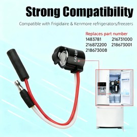 297216600 Replacement Part - Refrigerator Defrost Thermostat Replacement, Compatible with Frigidaire, Kenmore Refrigerators Replaces Part Number 1483781, 216731000, 216872200, 218673001, 218673008