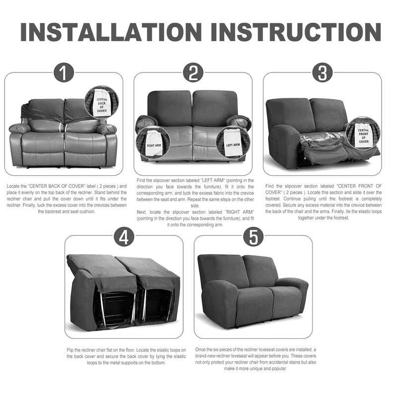 NORTHERN BROTHERS Loveseat Cover - Jacquard Reclining Cover for 2