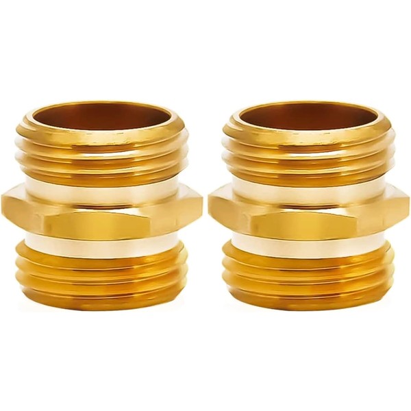 2 Pcs Golden 3/4 Inch Solid Brass Garden Hose Adapter,Strong