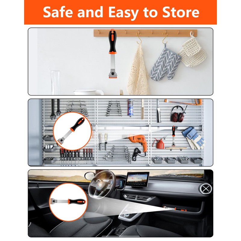 Razor Blade Scraper, Long Handle Scraper Tool with 10 Plastic