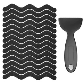 Bathroom Tub Anti-Slip Stickers 24 Pack Safety Tub Strip Decals with Premium Scraper for Tub Shower Stair Ladder Boat (Black)