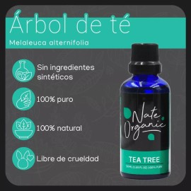 Nate Organic Aceite Esencial Arbol De Te 100% Puro Nat 50 Ml Nate Organic