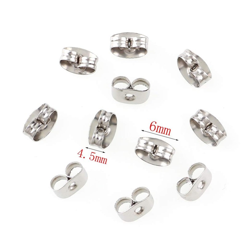 300 Pieces Stainless Steel Butterfly Earring Backs (Silver 6x4.5mm)