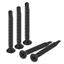 uxcell #10 x 1-3/4" Sheet Metal Screws, 100pcs Black Oxide 410 Stainless Steel Flat Head Phillips Drive Self Drilling Screws