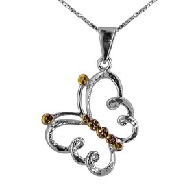 Sterling Silver Two Tone Butterfly Pendant & 16" Sterling Silver Chain Necklace (40.00)