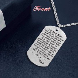ABNTY Son Graduation Gifts from Dad - Teen Boy Necklace Pendant Dog Tag - Son Birthday Graduation Valentines Day Gifts