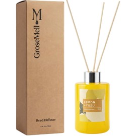 Fresh Lemon Scented Reed Diffuser Set – 4.06 fl.oz (120ml) with Sticks, Natural Essential Oil Aromatherapy for Home, Bedroom & Bathroom Decor, Housewarming Gift