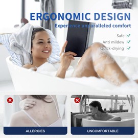 Bath Pillow Full Body, SurSoul Quick-Drying Spa Pillow for Tub, Bathtub Pillow with Soft PVC, Bath Bed with Suction Cups