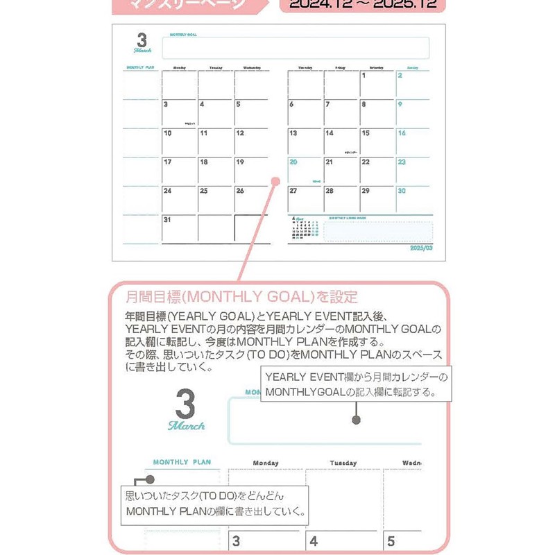 My Goal Diary 2025 / B6 / Mint DU-B614-25LG
