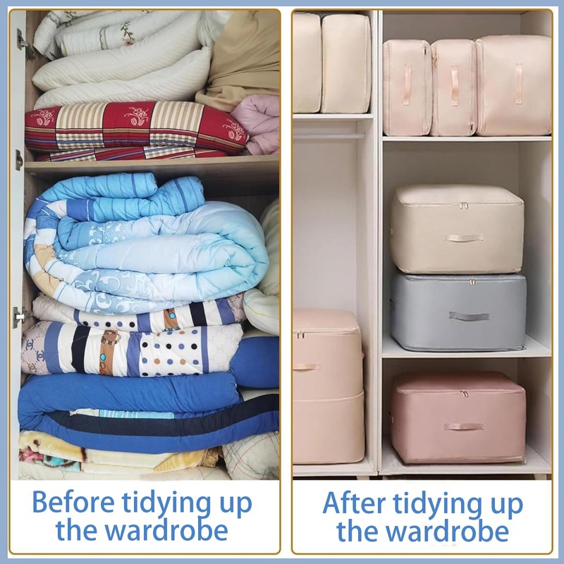 PACIOCEAN Duvet Storage Bag Organiser,Ultra Space Saving Self Compression Organizer,Clothes