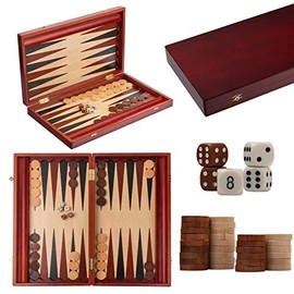 Master of Chess TRYKTRAK Classic Backgammon Wooden Set in Stylish Mahogany Cassette Board Game for Adults and for Kids (30 x 34 cm)