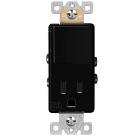 ENERLITES Switch and Outlet Combo, Combination Decorator Paddle Switch 15A/120VAC with Tamper-Resistant Receptacle Outlet 15A/125VAC, Residential/Commercial Grade, UL Listed, 68625-TR-BK, Black