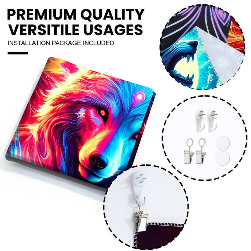BVBOX Blacklight Tapestry,Animal Tapestry Glow In The Dark,UV Reactive Black