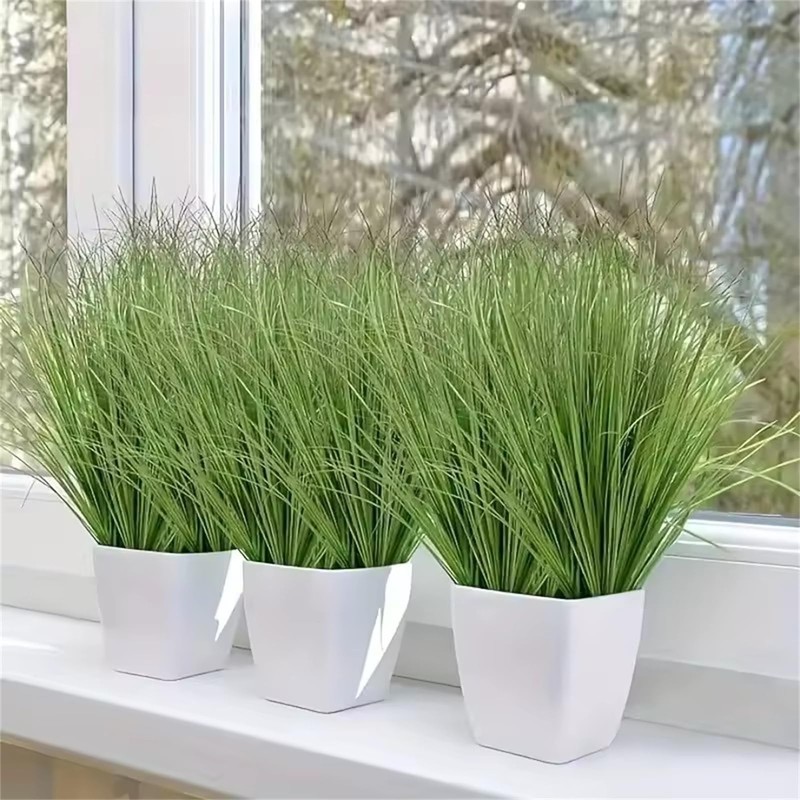 Onion Grass Artificial Plants Outdoor, Faux Shrubs Wheat Grass, 15Pcs