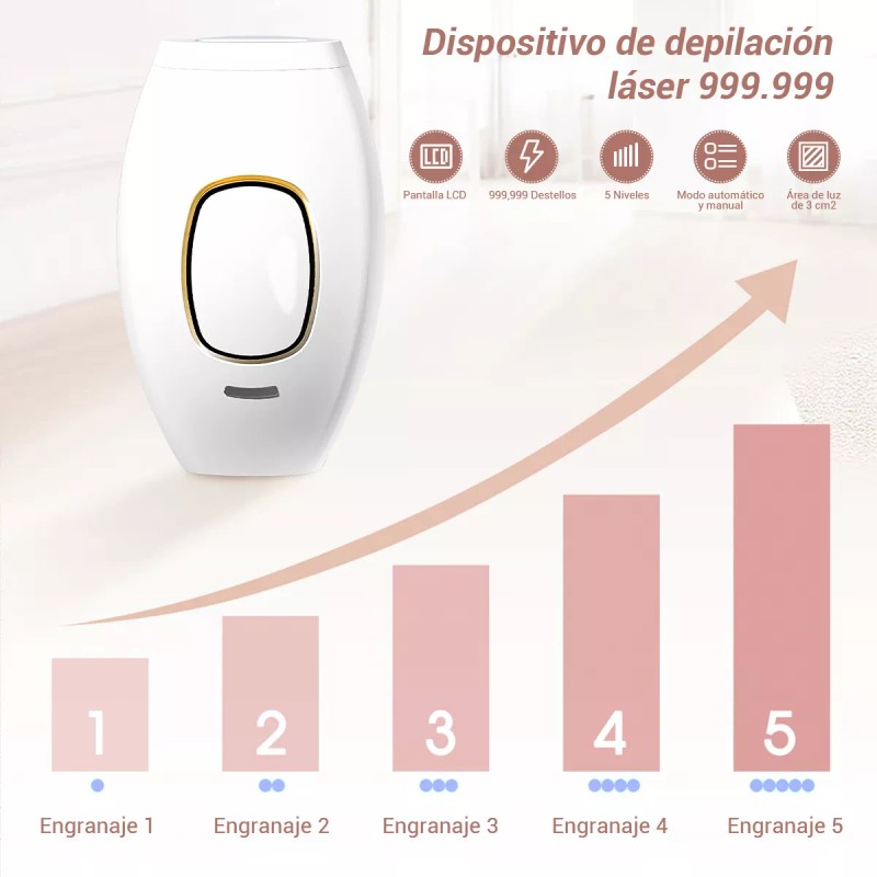 Tensky Depiladora Permanente Láser 999,999 Flashes Facial Y Corpora Niveles