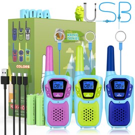 Topsung Walkie Talkies for Kids Long Range Walkie-Talkie for Adults Rechargeable 2 Way Radios 3 Pack with Lanyard NOAA USB VOX, Family Toys for 3-12 Year Old Boys Girls Toddlers Camping Hiking