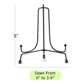 2 Pack Black Iron Plate Holder Display Stand (5 Inch) - Foldable Easel Stand for Pictures, Frames, Books, Artwork & Decorative Plates - Sturdy Metal Bowl/Photo Holder for Home, Office, Wedding