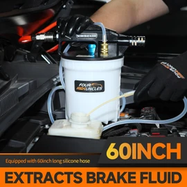 FOUR UNCLES 2L Brake Bleeder Vacuum Pump Kit - Pneumatic Brake Fluid Extractor with 1L Refilling Bottle & Adapters for Automotive Bleeding, One-Person Operation