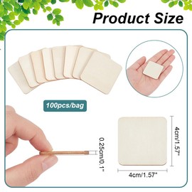 NBEADS 100 Pcs Unfinished Wood Pieces, 4x4cm Square Blank Wooden Blank Balsa Wood Sheets Wooden Cutouts for Crafts Painting Writing DIY Supplies Engraving and Carving Decorations