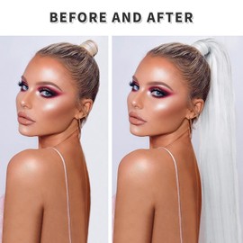 Ponytail Extension with Hair Tie, 24 Inch Long Straight Heat Resistant Synthetic Ponytail Natural Black DIY Your Hair Styles Hairpiece