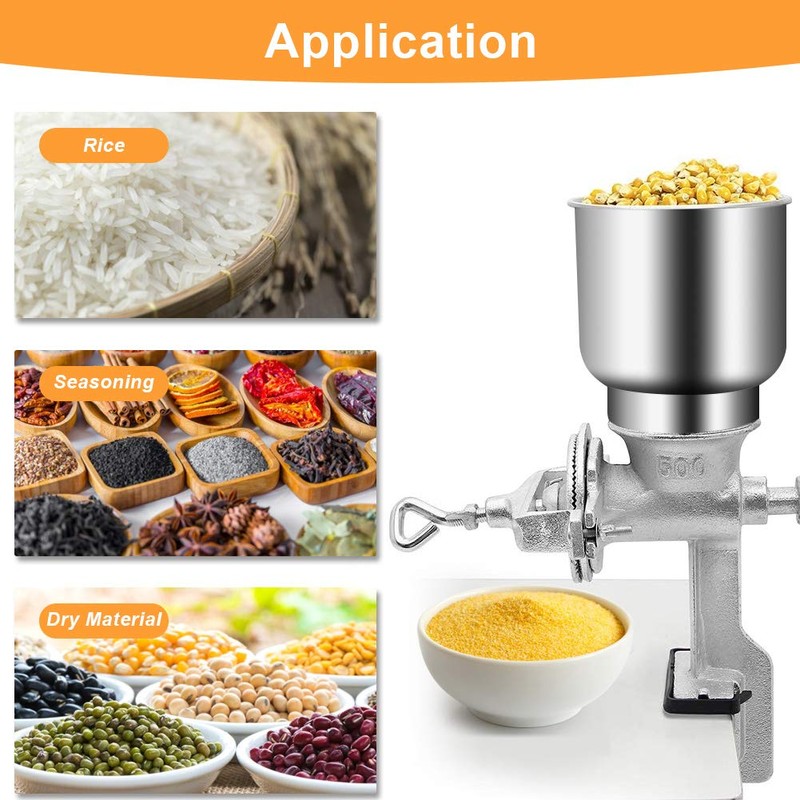 Manual Grain Grinder, Hand Operated Corn Grain Mill Grinder, Table