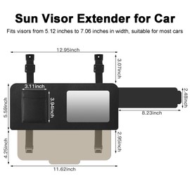 Sun Visor Extender for Car - Adjustable Polarized Car Sun Shade with Pc Lens and Side Sunshade Extension, Upgraded Auto Sunshade for Anti-Glare UV Protection, Black